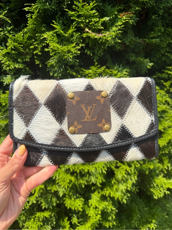 Louis Vuitton Handbags - Upcycled Louis Vuitton Patch Black & White Diamond Cowhide Wallet